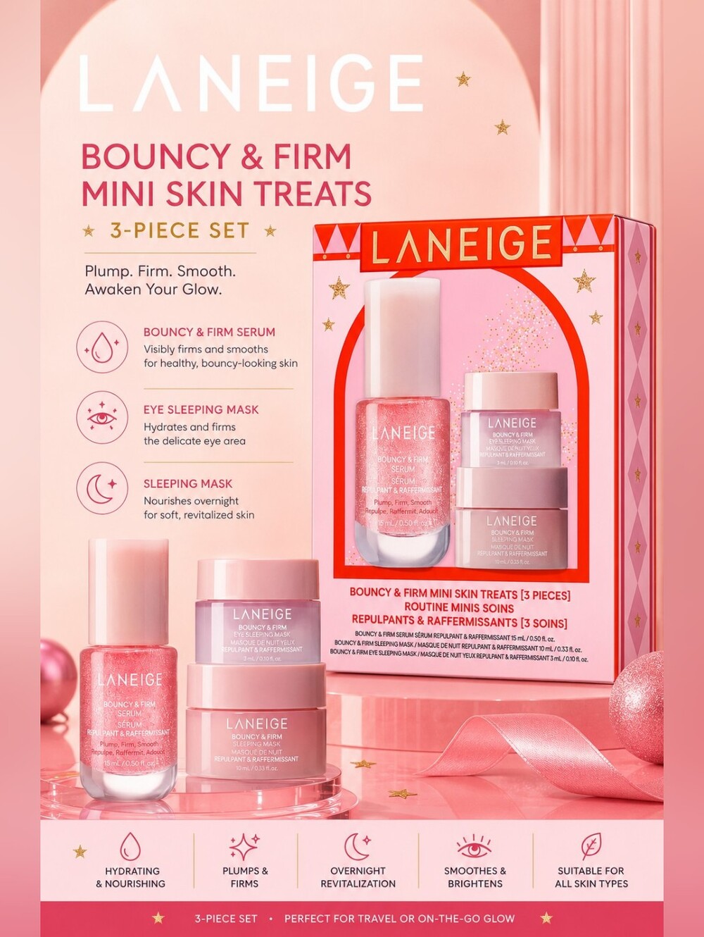 Laneige Bouncy & Firm Mini Skin Treats (3-Piece Set)